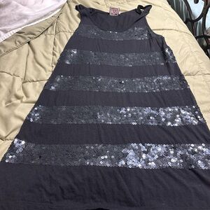 Black Sequin Stripe Tank Dress by Juicy Couture size L